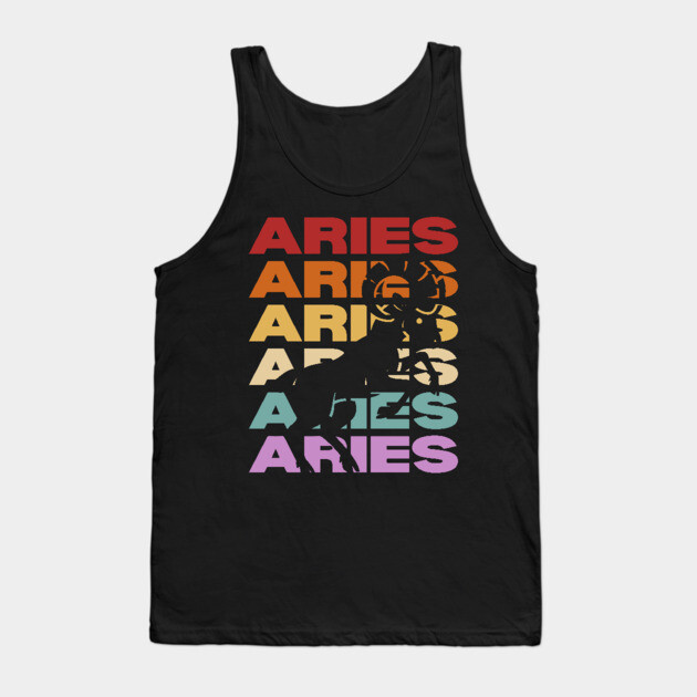 Aries Zodiac - Retro Vintage Pastel Typography - Birthday Gift Tank Top by TuncGK