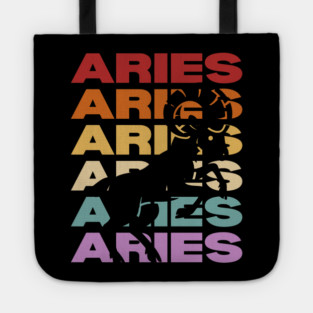 Aries Zodiac - Retro Vintage Pastel Typography - Birthday Gift Tote