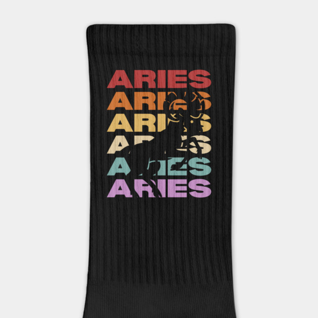 Aries Zodiac - Retro Vintage Pastel Typography - Birthday Gift by TuncGK