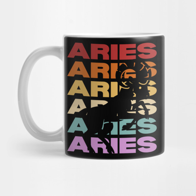 Aries Zodiac - Retro Vintage Pastel Typography - Birthday Gift by TuncGK