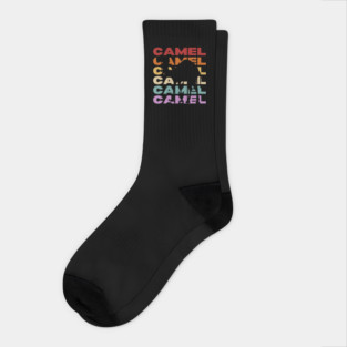 Desert Camel - Vintage Retro Pastel Typography Art Socks
