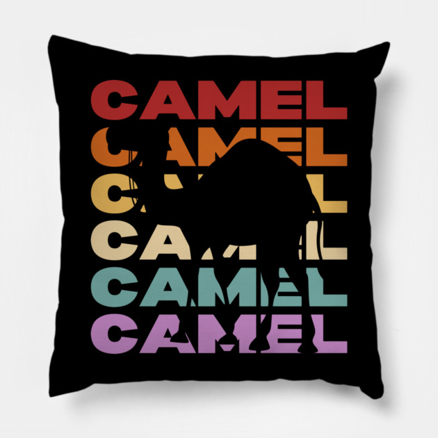 Desert Camel - Vintage Retro Pastel Typography Art Pillow by TuncGK