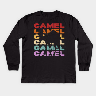 Desert Camel - Vintage Retro Pastel Typography Art Kids Long Sleeve T-Shirt