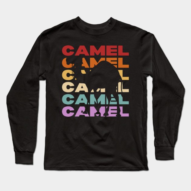 Desert Camel - Vintage Retro Pastel Typography Art Long Sleeve T-Shirt by TuncGK