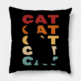 Cat - Vintage Retro Pastel Typography - For Cat Lovers Pillow