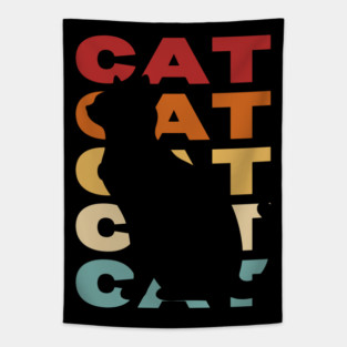 Cat - Vintage Retro Pastel Typography - For Cat Lovers Tapestry