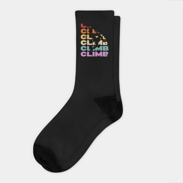 Climb - Retro Vintage Pastel Typography - Rock Climbers Socks by TuncGK