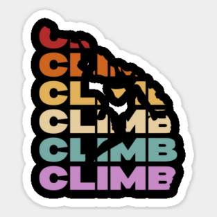 Climb - Retro Vintage Pastel Typography - Rock Climbers Sticker