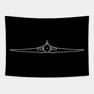 Avro Vulcan classic aircraft outline graphic (white) Tapestry