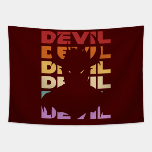 Devil - Retro Vintage Sunset Typography for Bad Boys Tapestry