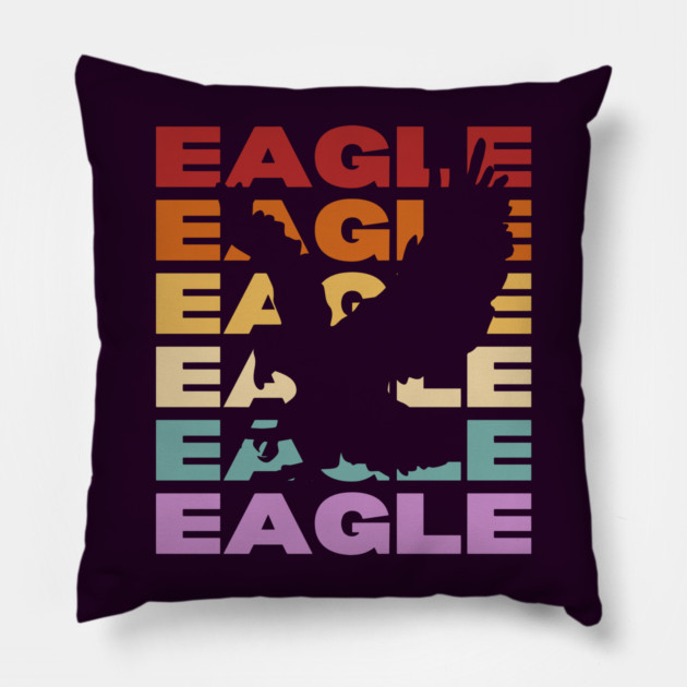 Eagle - Vintage Retro Sunset Typography - Freedom Lovers Pillow by TuncGK