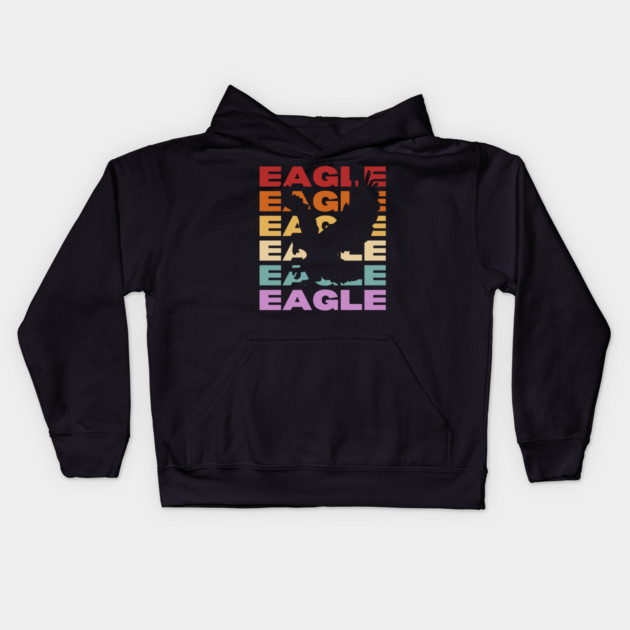 Eagle - Vintage Retro Sunset Typography - Freedom Lovers Kids Hoodie by TuncGK