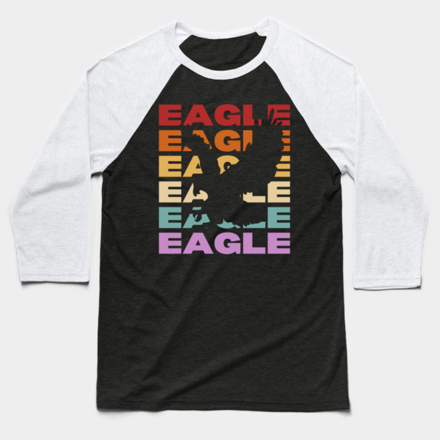 Eagle - Vintage Retro Sunset Typography - Freedom Lovers Baseball T-Shirt by TuncGK