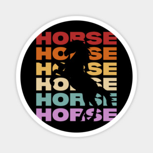 Horse - Vintage Retro Sunset Typography - Horse Lover Gift Magnet
