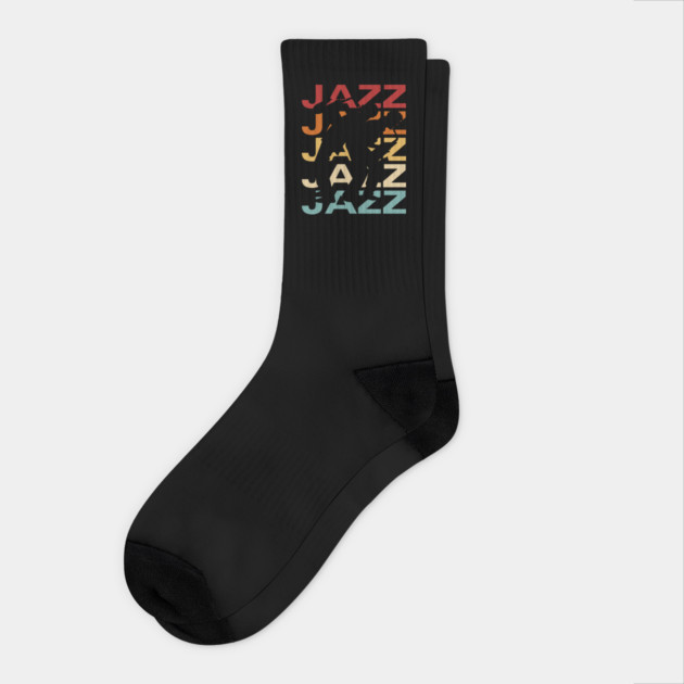 Jazz - Vintage Retro Sunset Typography - Jazz Lovers Socks by TuncGK