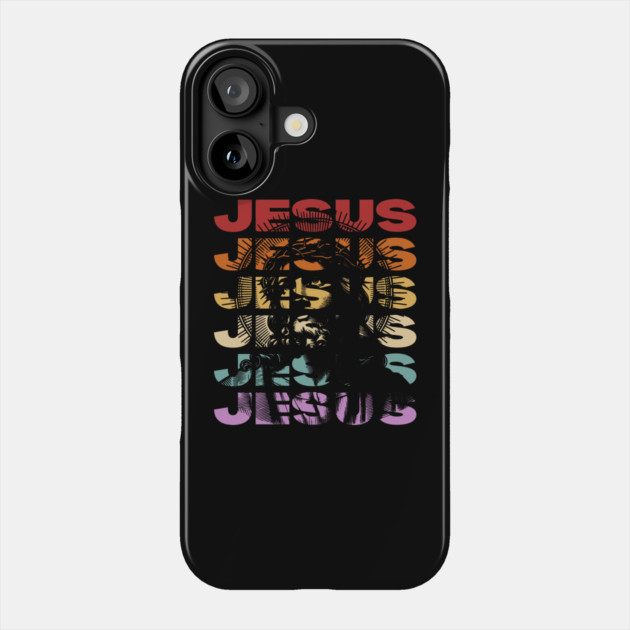 Jesus - Vintage Retro Sunset Typography - Christian Gift Phone Case by TuncGK