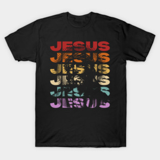 Jesus - Vintage Retro Sunset Typography - Christian Gift T-Shirt