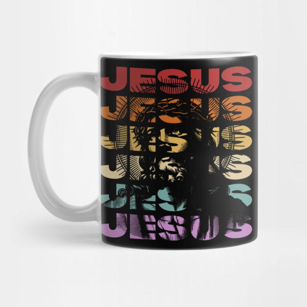 Jesus - Vintage Retro Sunset Typography - Christian Gift by TuncGK