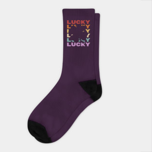 Lucky Clover - Vintage Retro Sunset Typography - For Good Luck Socks