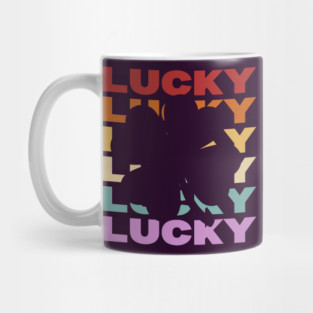 Lucky Clover - Vintage Retro Sunset Typography - For Good Luck Mug