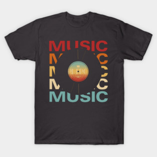 Music - Vintage Retro Sunset Typography for Music Lovers T-Shirt