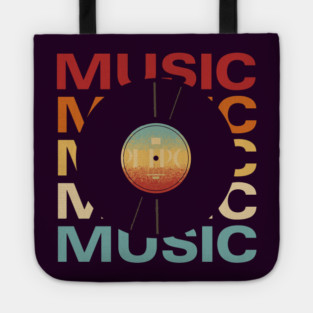 Music - Vintage Retro Sunset Typography for Music Lovers Tote