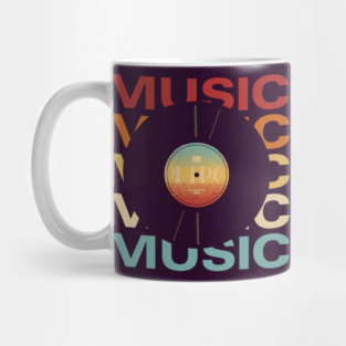 Music - Vintage Retro Sunset Typography for Music Lovers Mug