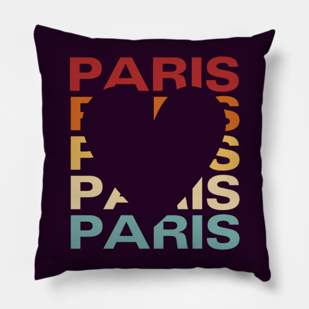 Paris - Vintage Retro Sunset Typography - Tourist Souvenir Pillow by TuncGK