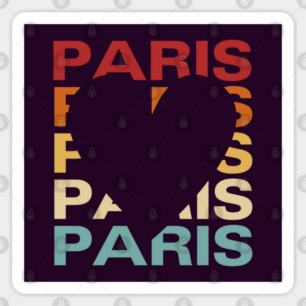 Paris - Vintage Retro Sunset Typography - Tourist Souvenir Sticker by TuncGK