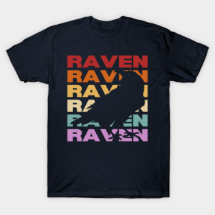 Raven - Vintage Retro Sunset Typography - Cool & Poetic T-Shirt