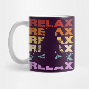 Relax - Vintage Retro Sunset Typography - Yoga Lovers Mug