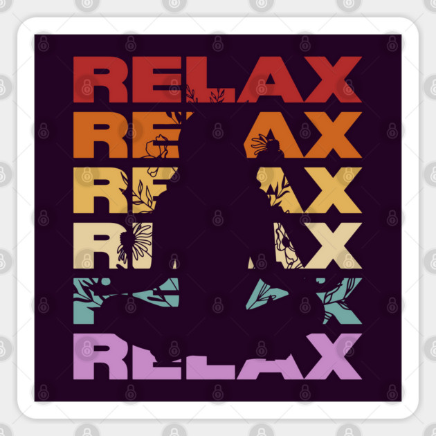 Relax - Vintage Retro Sunset Typography - Yoga Lovers Sticker by TuncGK