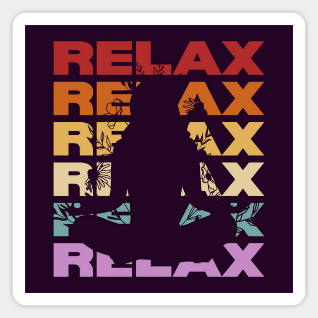 Relax - Vintage Retro Sunset Typography - Yoga Lovers Magnet by TuncGK