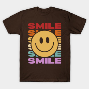 Smile - Vintage Retro Sunset Typography - Motivational T-Shirt