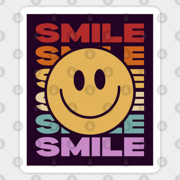Smile - Vintage Retro Sunset Typography - Motivational Sticker by TuncGK