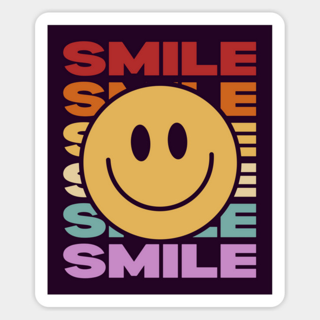 Smile - Vintage Retro Sunset Typography - Motivational Magnet by TuncGK