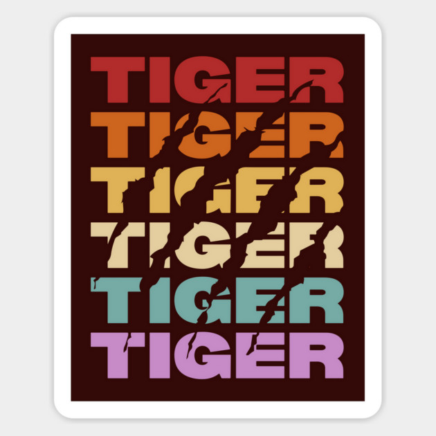 Tiger - Vintage Retro Sunset Typography - Wildlife Lovers Magnet by TuncGK