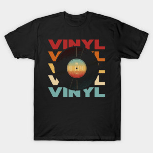 Vinyl - Vintage Retro Sunset Typography - Music Lovers T-Shirt