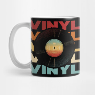 Vinyl - Vintage Retro Sunset Typography - Music Lovers Mug