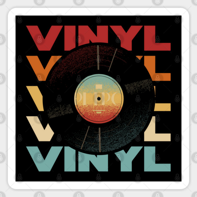 Vinyl - Vintage Retro Sunset Typography - Music Lovers Sticker by TuncGK