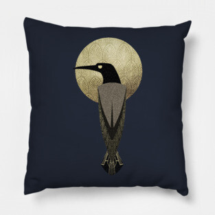 art deco crow Pillow