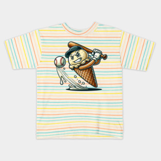 Baseball Ice Cream Cone Funny Sports Kids T-Shirt