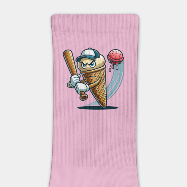Funny Baseball Ice Cream Cone by JessArty