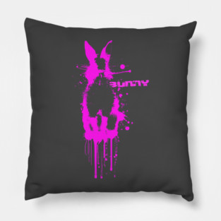 Pink Bunny - Banksy Stencil Style Pillow