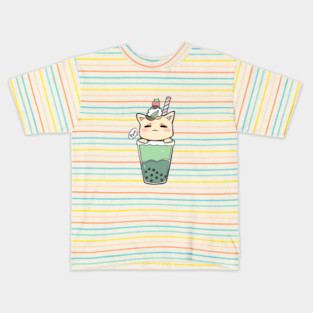 Boba tea kitten Kids T-Shirt
