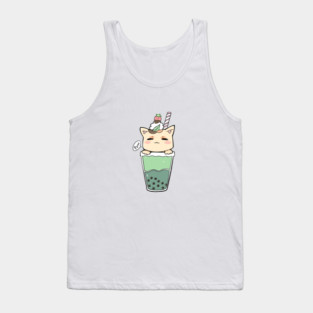 Boba tea kitten Tank Top