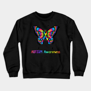 Colorful Butterfly Autism Awareness Crewneck Sweatshirt