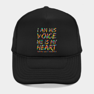I Am His Voice He is My Heart Shirt Support Autism Awareness Hat