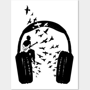 Headphone Bass guitar Posters and Art