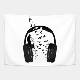 Headphone Cello Tapestry